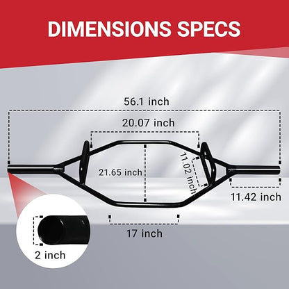 Olympic 2-Inch Hex Weight Lifting Trap Bar with Long and Rotating Sleeves, 500-Pound Capacity, Open and Close Design