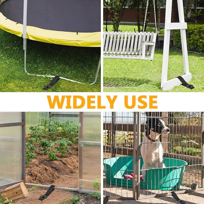 Trampoline Stakes, Flymer Trampoline Anchors High Wind Heavy Duty, 12 in Trampoline Tie Down Anchor Kit for Ground Stake, Screw in Ground Anchor 6 Pcs with Straps