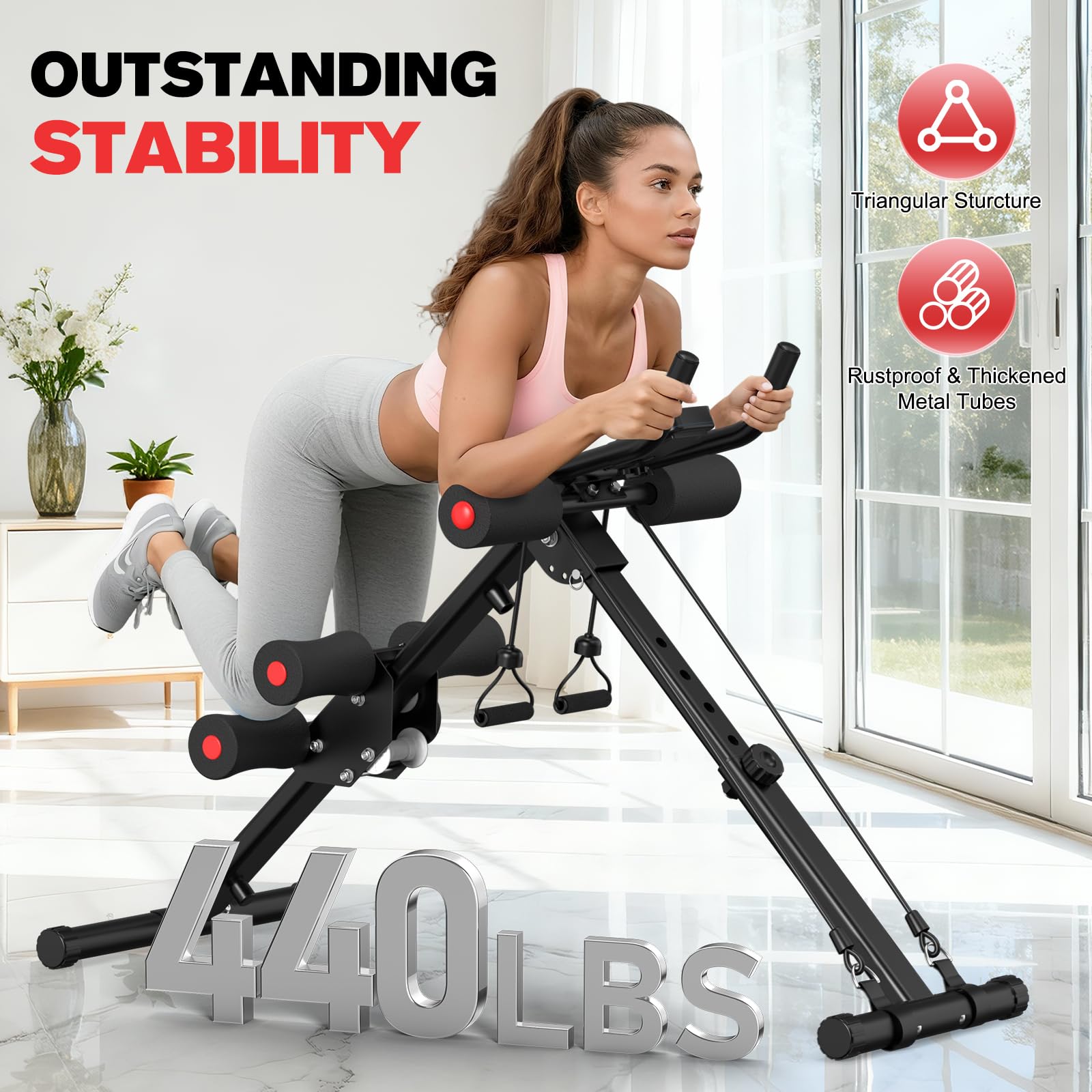 DERACY Ab Workout Machine Adjustable Ab Trainer Abdominal Trainer for Home Gym Foldable Ab Crunch