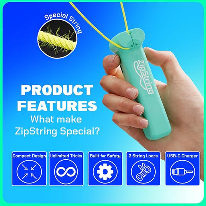Original - As Seen on Shark Tank - Classic Rope Launcher Toy, Perfect for Kids & Adults - Fly a String Loop in The Air for Endless Tricks & Fun, Wonderment Awaits, Aesthetic Aqua