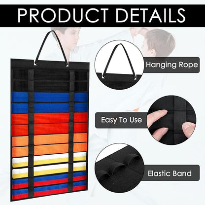 2 Pack Martial Arts Belts Organizer, Hanging Karate Belt Display Holds 12 Karate Belts for Martial Arts Learners(No Accessories Included)