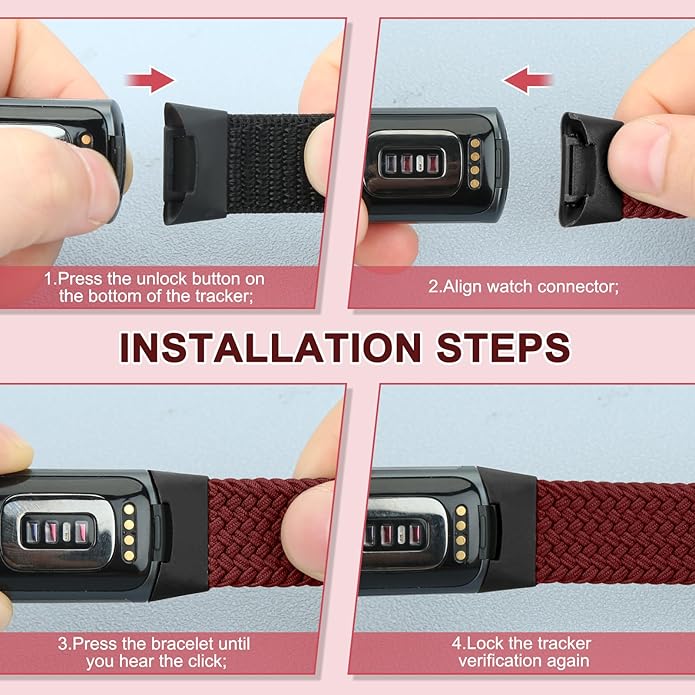 Braided Band Compatible with Fitbit Charge 6/Fitbit Charge 5, Soft Nylon Solo Loop Adjustable Replacement Wristband for Women Men