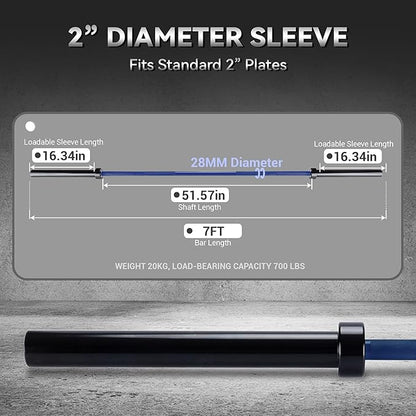 Barbell Bar for Weightlifting - 7FT Heavy Duty (1500LB/700LB), 4FT Short (500LB), 47" EZ Curl Bar - Fits 2" Standard Plates - Home Gym Strength Training