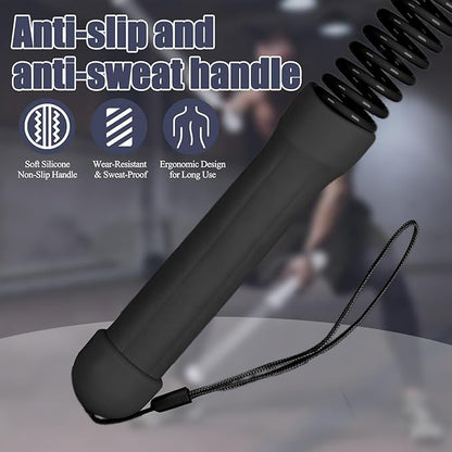 New Upgrade Second-Generation Weighted Ropeless Battle Ropes for Home Gym,Quiet Cordless Training Rope Fitness Equipment for Women and Men,Portable Cordless Battle Rope for Home&Outdoors,2PCS(Black)