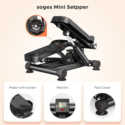 SogesPower Steppers for Exercise at Home,Mini Stair Stepper with Resistance Bands,Full Body Workout Equipment with LCD Monitor,Portable Stepper with 330LBS Capacity
