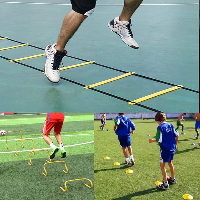 TNZMART Agility Ladder and Disc Cones Training Set Adjustable Rungs Training Ladder with 10 Plastic Sport Cones for Training