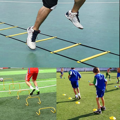 TNZMART Agility Ladder and Disc Cones Training Set Adjustable Rungs Training Ladder with 10 Plastic Sport Cones for Training