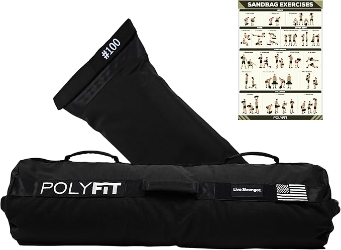 Polyfit Sandbag Pro - Workout Sandbag with Triple Closure Filler Bag and Reinforced Nylon Webbing - Sand Not Included - Multiple Colors & Sizes