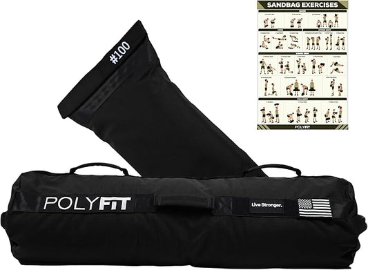 Polyfit Sandbag Pro - Workout Sandbag with Triple Closure Filler Bag and Reinforced Nylon Webbing - Sand Not Included - Multiple Colors & Sizes