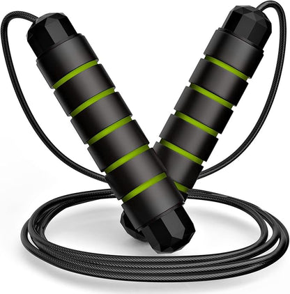 Jump Rope, Tangle-Free Rapid Speed Jumping Rope Cable with Ball Bearings for Women, Men, and Kids, Adjustable Steel Jump Rope with Foam Handles for Home Gym Exercise Fitness Workout Equipment & Slim Body