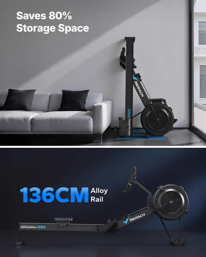 Merach R50 Pro Rowing Machine Indoor, Professional Monitor, Easy Storage
