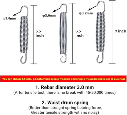 5.5inch/6.5inch/7inchTrampoline Springs Heavy Duty Stainless Steel Replacement Trampoline Replacement Parts, Weather-Resistant, Includes Tool and Gloves, Universal Trampolines Spring Tool