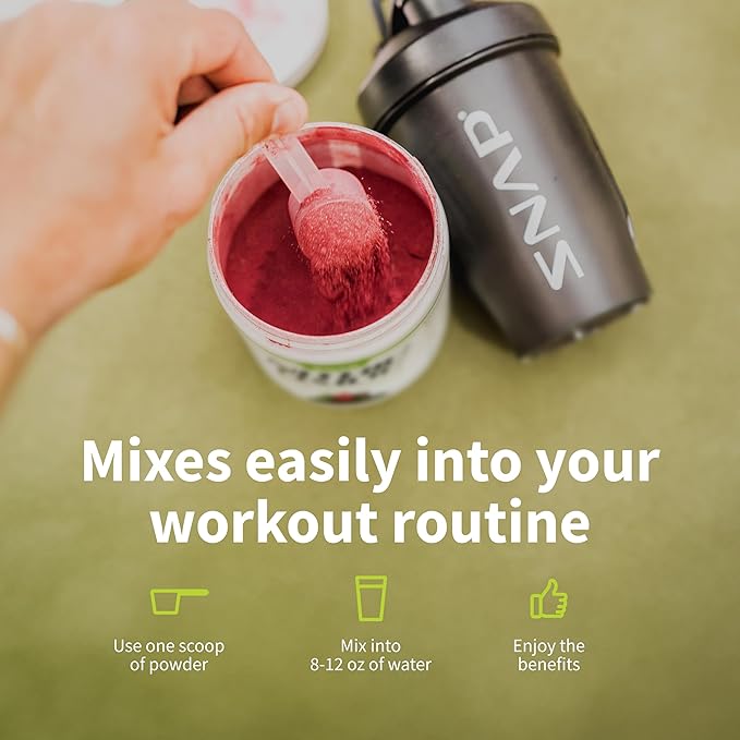 Snap Supplements Pre Workout Beet Root Powder, Nitric Oxide Supplement Preworkout for Men and Women with Organic Beets and B Vitamins, Energy and Heart Health Support, 30 Servings, Mixed Berry