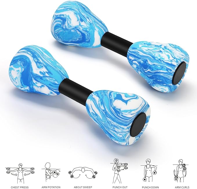 Camouflage Aquatic Dumbbells,2Pcs Foam Water Weights Aerobic Exercise Fitness Equipment Dumbbells, Pool Resistance Swimming Training for Adults/Kids/Men/Women Weight Loss, Beginner Swimming Training