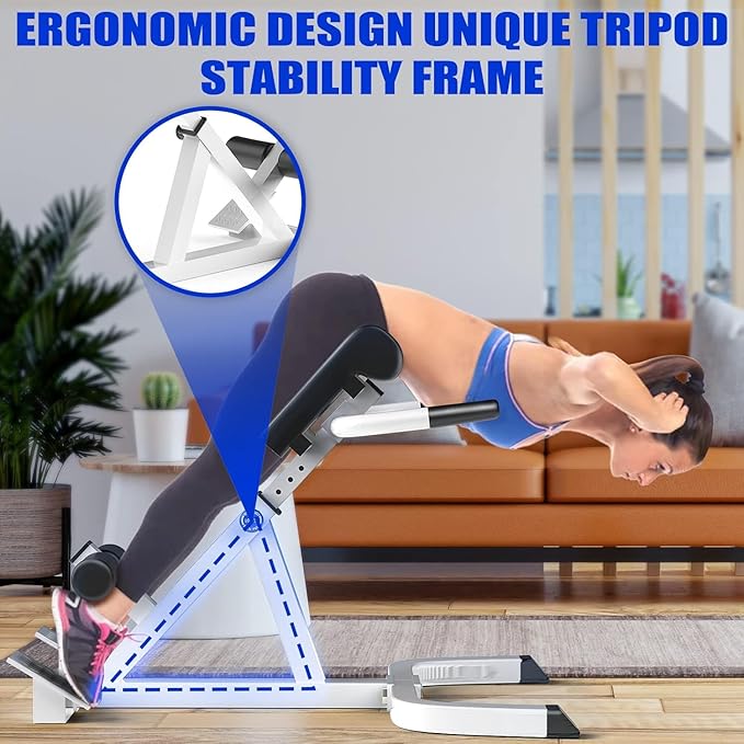 Roman Chair,Back Extension Bench,Multi Functional Ab Bench, Hyperextension Bench Abdominal Exercise, Leg Strength Trainer Home Men Women Full Body