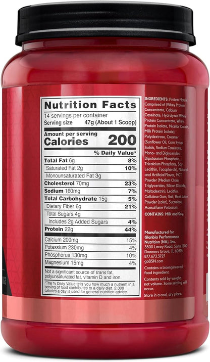 BSN SYNTHA-6 Premium Protein Powder with 6g of Fiber, Whey Protein, Micellar Casein, Milk Protein Isolate Blend, 5g Fat, Strawberry Milkshake, 14 Servings (Packaging May Vary)