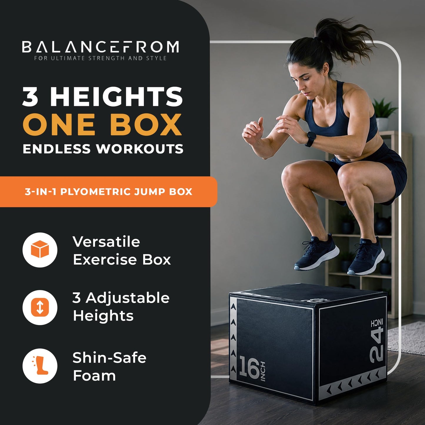BalanceFrom 3-in-1 Foam Plyometric Jump Box for Home Gym with Multiple Height Options – Versatile