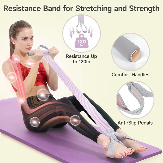 Fabric Resistance Band with Handles, 120lb Full-Body Excercise Band, Non-Slip Elastic Bands for Strength Muscle Training, Stretch Band Workout Equipment for Leg Arm Chest Core Wrist Ankle