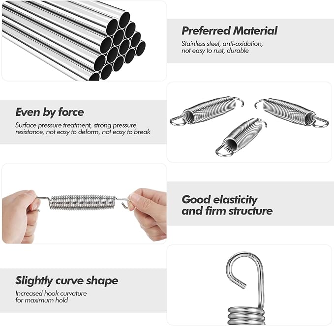 Tudomro Trampoline Springs Replacement - Heavy Duty Stainless Steel Weather Resistant Metal Trampoline Pulling Tool Accessories