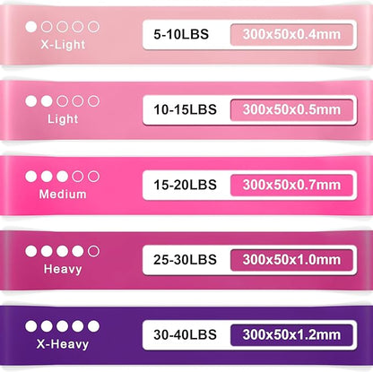 Resistance Bands for Working Out, Exercise Bands Resistance Bands Set with 5 Resistance Levels, Multi-Colored Workout Bands for Indoor & Outdoor Fitness, Leg Strength Training, Yoga