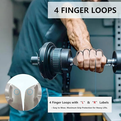 Ergonomic Finger-Sleeve Gym Grip Pads,Anti-Slip Palm Protectors for Weightlifting,Dumbbells,Pull-Ups，Fitness Gloves– Unisex(Black/Grey/Red)