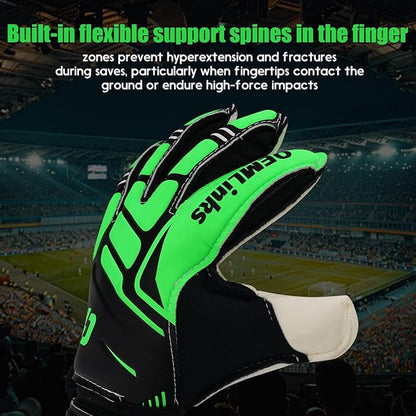 Youth&Adult Goalie Goalkeeper Gloves with Finger Protection Breathable Soccer Gloves with Strong Grips，6 Colors，Sizes 7-10