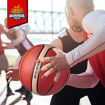 Training Soft Touch Rubber and Faux Leather Fighting Basketball, High Bounce Indoor Outdoor Basketball Gift