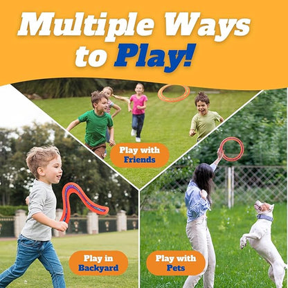 6 PCS Flying Ring Combo Pack Sports Plastic Pro Discs, Rings and Boomerangs - Lightweight Sports Outdoor Games Toys for Kids and Adults