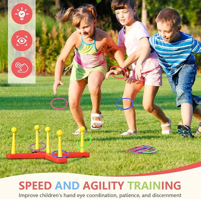 OBTANIM 24 Pcs Plastic 3 Inch Ring Toss Game for Kids and Outdoor Toss Rings for Speed and Agility Practice Game, Random Colors