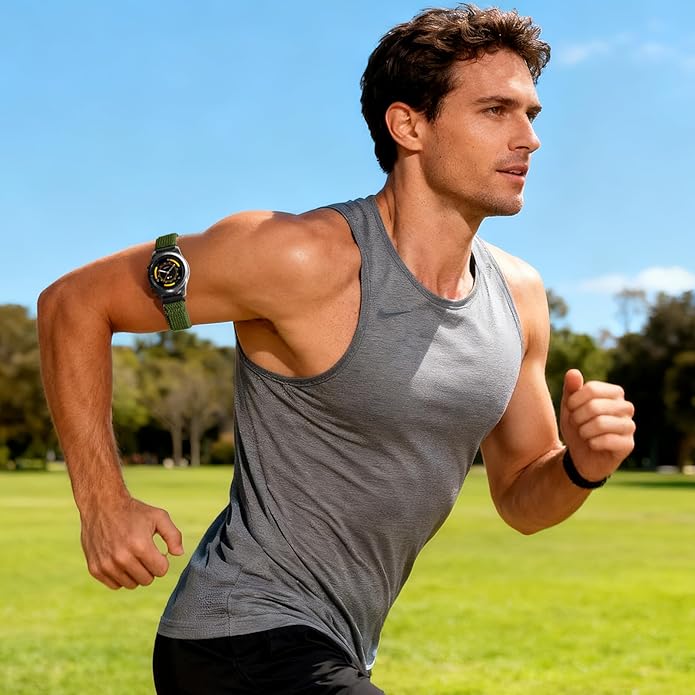 2 Pack Elastic Ankle/Arm Watch Bands Compatible with Garmin Venu 3/Venu 2/Vivoactive 4, Garmin Forerunner 570 47mm/265/255/255 Music, 22mm Sport Nylon Replacement Strap for Amazfit GTR 4/3/2