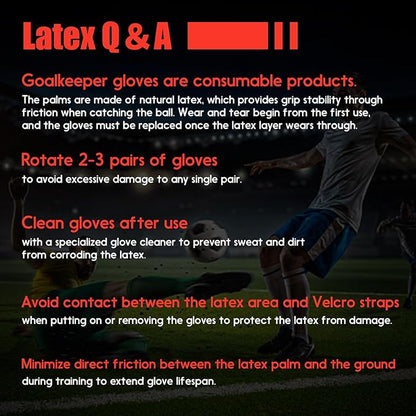 Youth&Adult Goalie Goalkeeper Gloves with Finger Protection Breathable Soccer Gloves with Strong Grips，6 Colors，Sizes 7-10