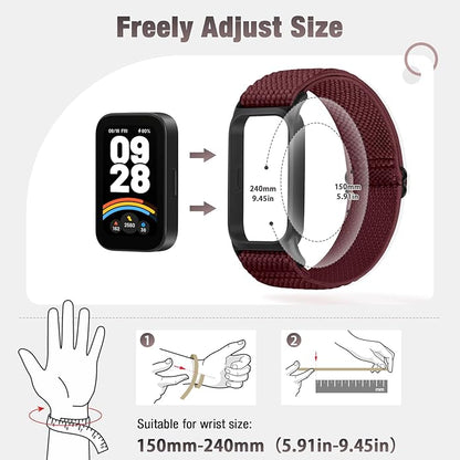 2 Pack Elastic Bands Compatible with Xiaomi Smart Band 9 Active Women Men, Soft Nylon Replacement Sport Wriststrap for Redmi Band 3