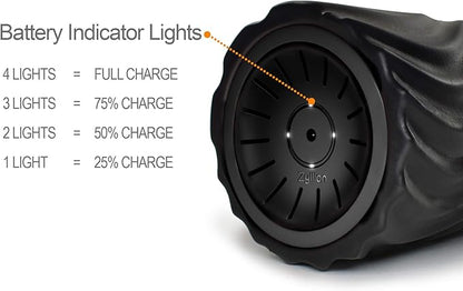 Zyllion Rechargeable Vibrating Foam Roller with 4 Speeds - Cordless Electric Deep Tissue Massager for Muscle Pain Relief, Black/Black, ZMA-22