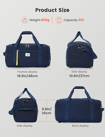 SKYSPER Gym Bag Men Women - 40L Sports Bag Duffle Backpack with Shoe Compartment Wet Pocket for Fitness,Sport,Travel & Workout(Navyblue)