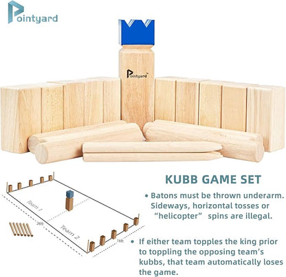 Pointyard Kubb Yard Game Set, Kubb Game Set with Carrying Bag - Wooden Toss Game Set for Outdoor Lawn Teenagers Adults Family