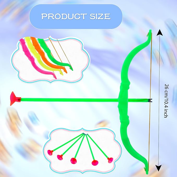 60 Pack Kids Bow and Arrow Sets Mini Bow and Toy Arrow Small Archery Bow Shooter for Kids Sports FunTarget Outdoor Game Sport Party Favors Gifts