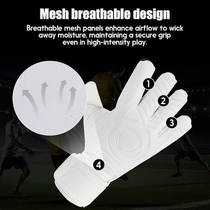 Soccer Goalkeeper Gloves with Finger Protection to Prevent Injuries, Strong Grip for Tough Tackles, Breathable Goal Keeper Gloves for for Kids, Youth and Adult