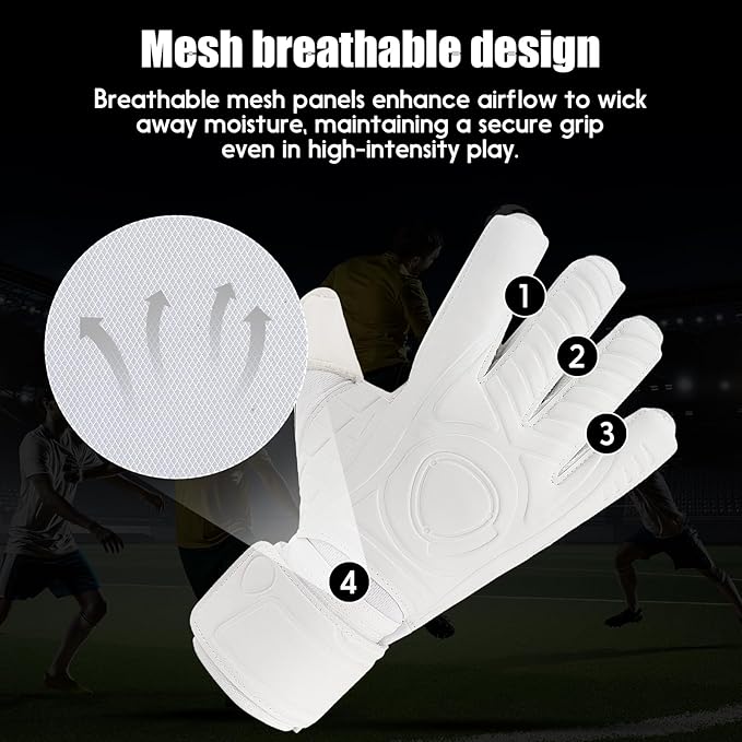 Soccer Goalkeeper Gloves with Finger Protection to Prevent Injuries, Strong Grip for Tough Tackles, Breathable Goal Keeper Gloves for for Kids, Youth and Adult
