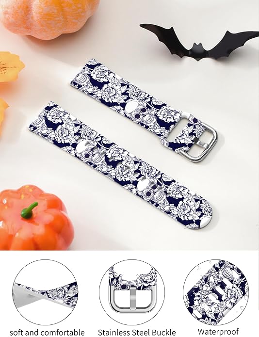 Watbro Halloween Holiday Band Compatible with Fitbit Versa 3 / Sense/Fitbit Versa 4 / Sense 2 Bands for Women Men,Soft Silicone Cute Sport Pumpkin Strap