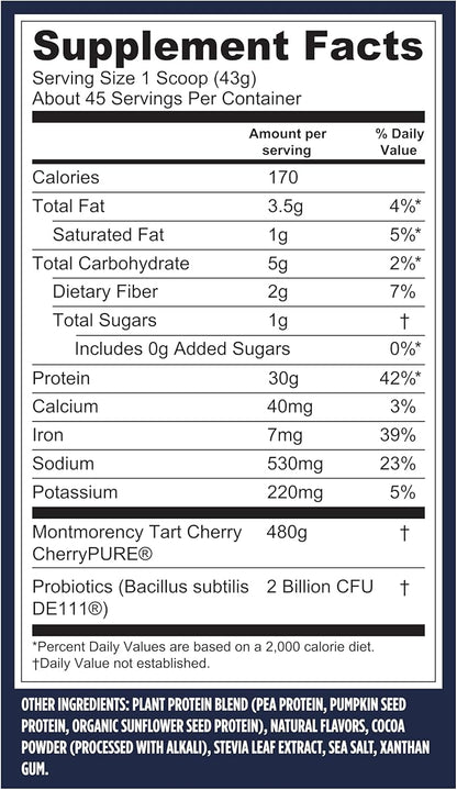 Vega Sport Vegan Protein Powder + Recovery - 30g Plant Based Protein per Serving, Mocha, 45 Servings, 5g BCAAs, Probiotics, NSF Certified, For Shakes & Smoothies, 4.2lbs (Packaging May Vary)