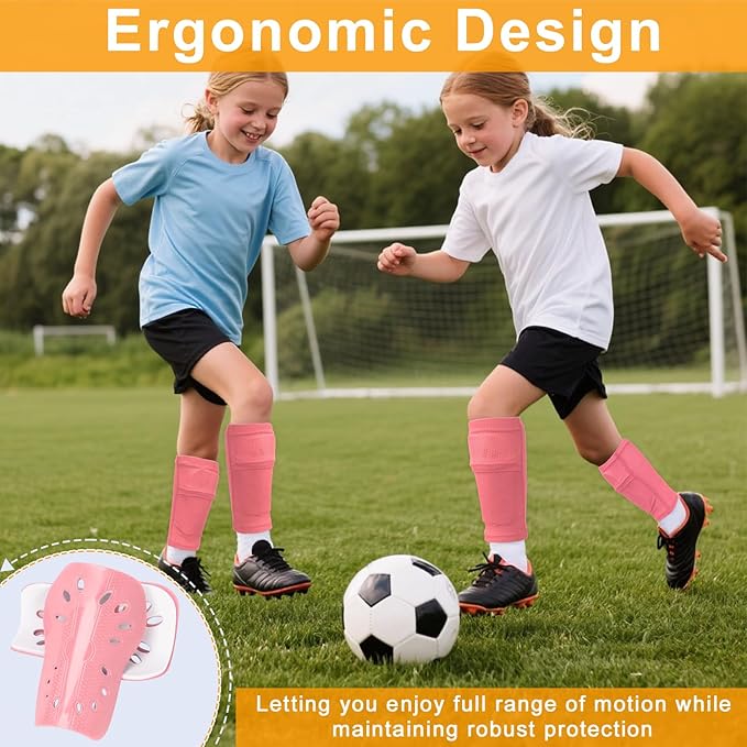 2 Pairs Shin Guards Soccer for Kids,Shin Pads Extra Lightweight Breathable Slide in Shin Guard for Football Training Match Outdoor Activities Protective Slip-in Shin Guards for Boys Girls