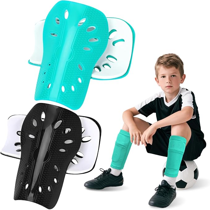 2 Pairs Shin Guards Soccer for Kids,Shin Pads Extra Lightweight Breathable Slide in Shin Guard for Football Training Match Outdoor Activities Protective Slip-in Shin Guards for Boys Girls