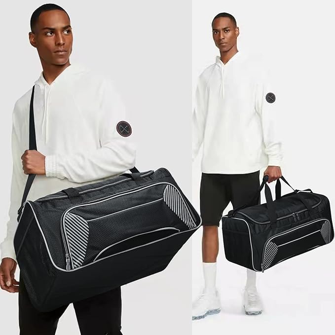 Mens Gym Bag 21 inch Large Overnight Weekender Duffle Bag for Travel Sport-Black/Grey