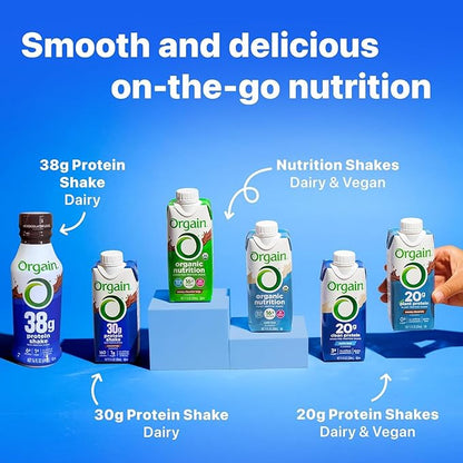 Orgain 30g High Protein Shake Bundle - Chocolate Fudge & Vanilla Bean, 11 Fl Oz (2 Pack of 12) - Dairy Isolate, 6g BCAAs, 1g Sugar, Keto Friendly, Gluten-Free