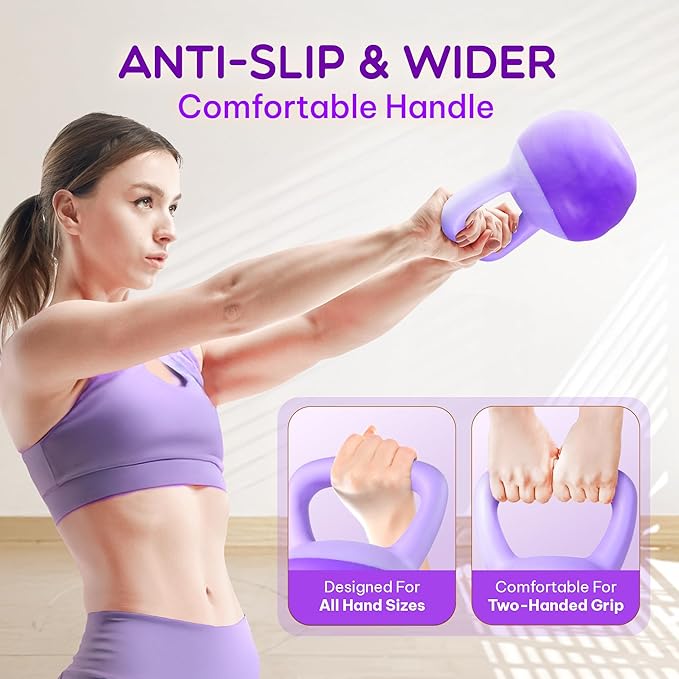 Yes4All Soft Kettlebell, PVC Kettlebells Exercise Weights & Color-Coded Strength Training Kettlebells with 4 Options (5,10,15,20lb), Gentle Hand Weights for Women at Home