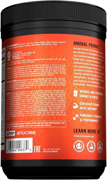 Animal Primal Muscle Hydration + Preworkout Powder ??Contains Beta Alanine, 3DPump, Caffeine & Electrolytes ??Improves Energy, Focus, Endurance & Absorption ??New Candy Crush?™d Flavor, 17.8 oz