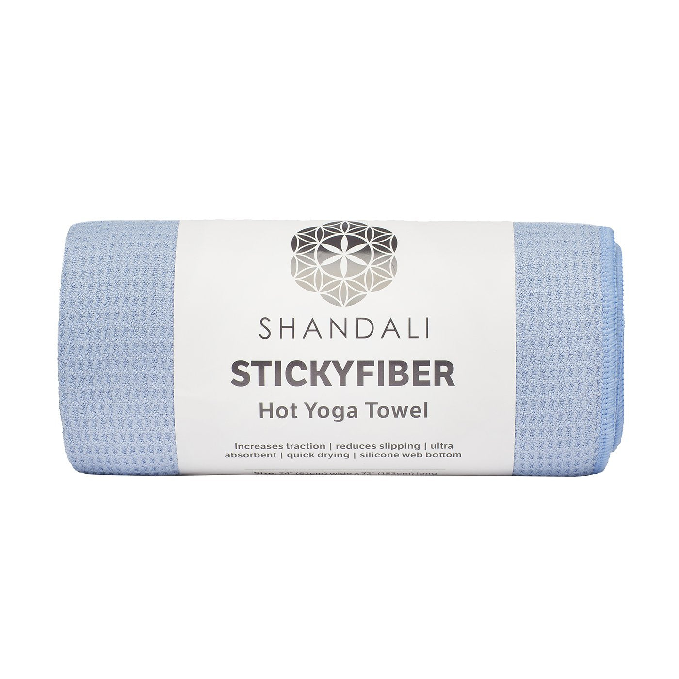 Shandali Stickyfiber Hot Yoga Towel - Silicone Backed Yoga Mat-Sized, Absorbent, Non-Slip, 24" x