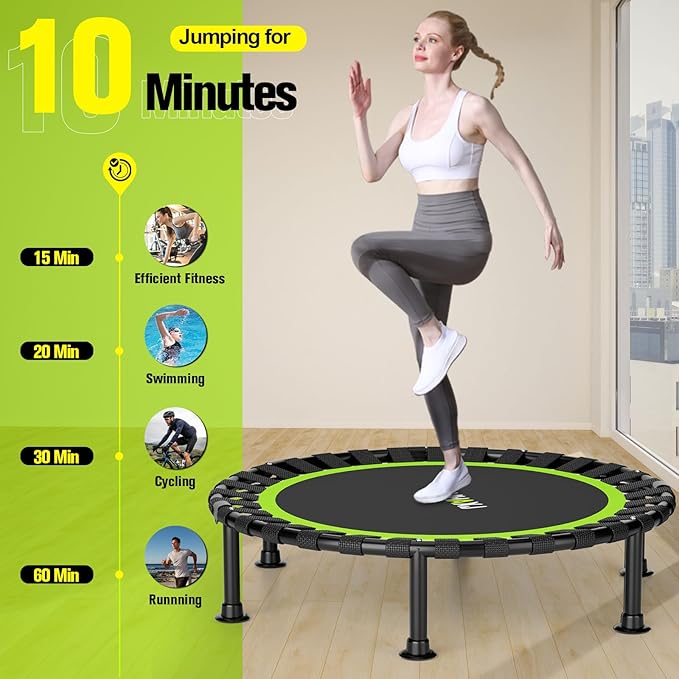 Foldable Mini Trampoline, 40"/48" Rebounder Trampoline for Adults & Kids, 440lbs Capacity Indoor Fitness Workout Exercise Equipment