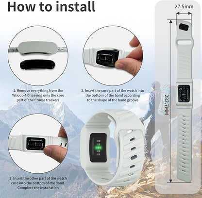 Silicone Sport Band Compatible with Whoop 4.0 Band for Men Women,Soft Comfort Durable Replacement Wristbands for Whoop 5.0 Silicone Bands