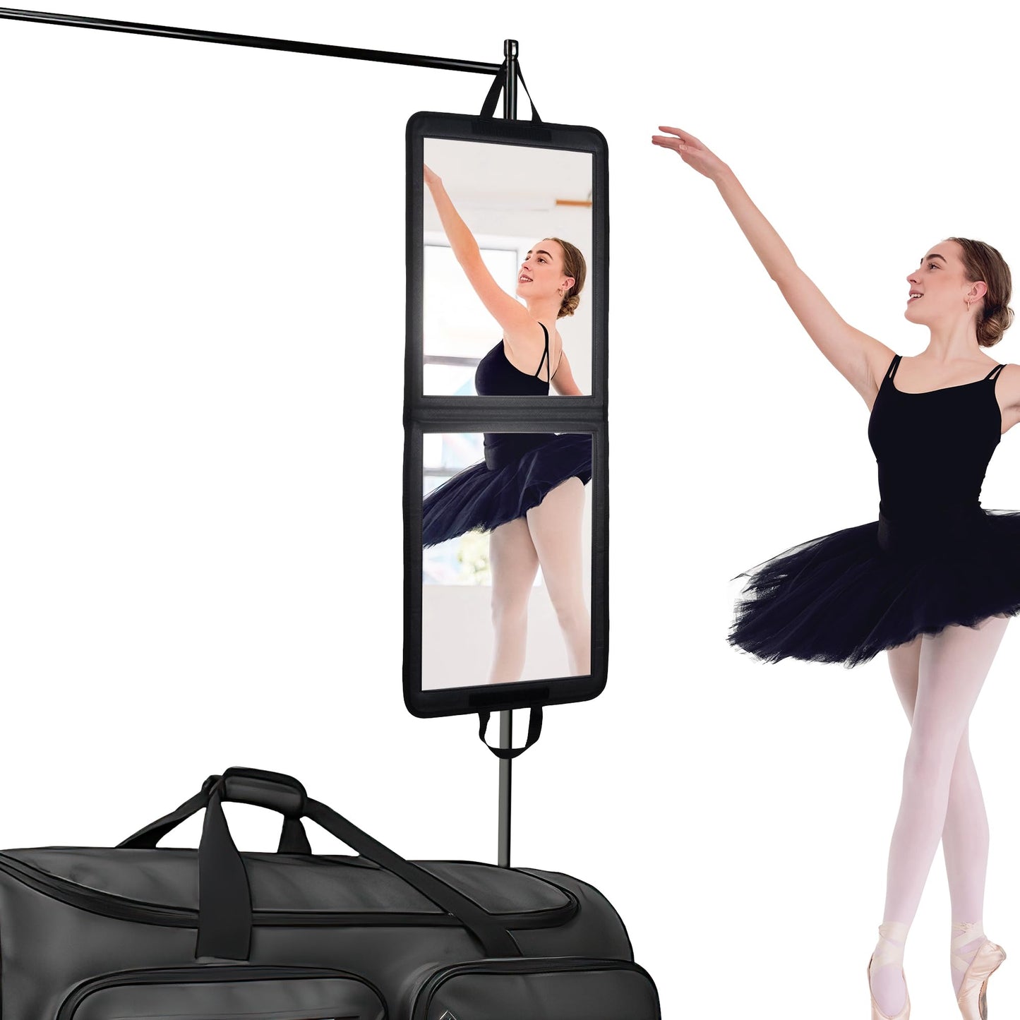 LPHUMEX Foldable Portable Full Length Mirror for Camping, Travel, Dancers, 32x13 Inch, Black